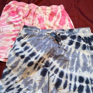 (2) pair Woman’s Tye dyed Shorts L/XL Pink/Blue by June and Delaney